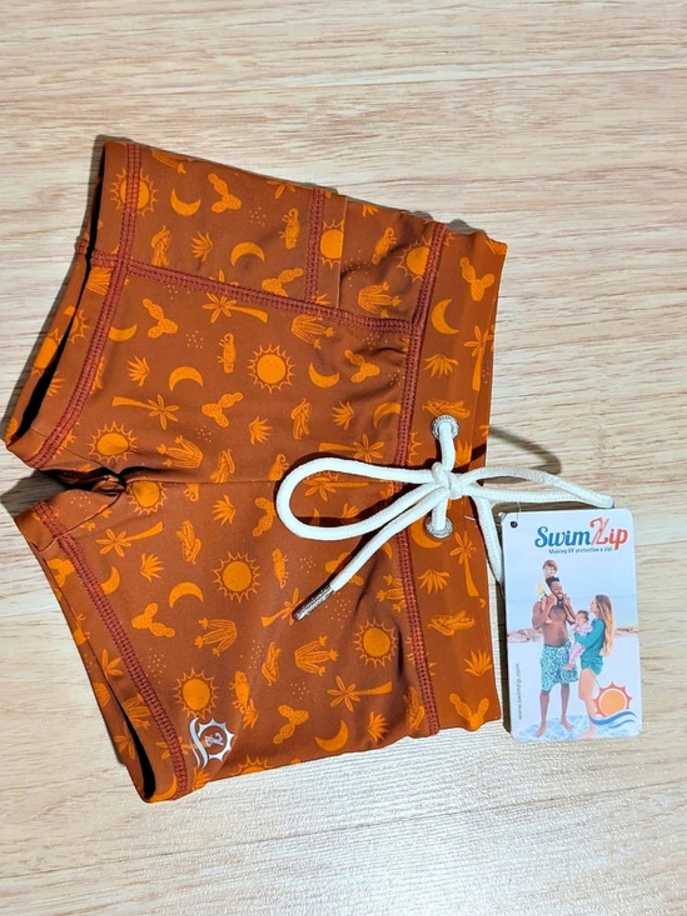 SwimZip Desert Shortie Boys 2T Brown & Orange